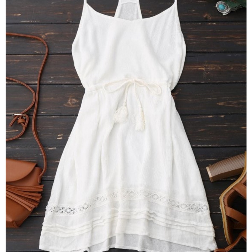 Zaful spaghetti strap white summer dress NWT